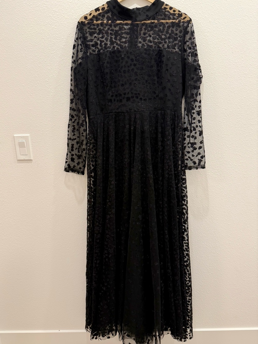 H4K Moda 4XL Black Glitter Leopard Mesh Maxi Gown Formal Costume Dress